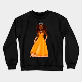 Black anime princess  ! beautiful  black girl with Afro hair, green eyes, Cherry pink lips and dark brown skin. Hair love ! Crewneck Sweatshirt